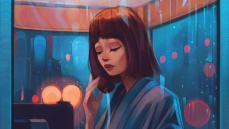 Melancholy in the Rainy Night wallpaper