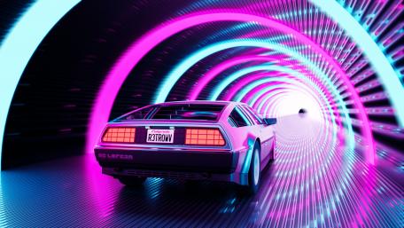 Neon Flux With Retro Delorean wallpaper