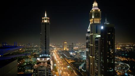 Skyscrapers Along Sheikh Zayed Road in Dubai wallpaper