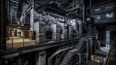 Industrial Machinery in a Modern Factory Setting wallpaper