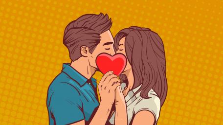 Romantic Retro Kiss in 5K wallpaper