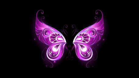 Illuminated Butterfly Elegance in Pink and Black wallpaper