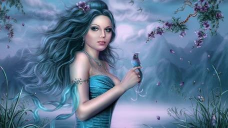 Enchanted Witch in a Mystical Landscape wallpaper