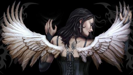 Gothic Angel of Shadows and Wings wallpaper
