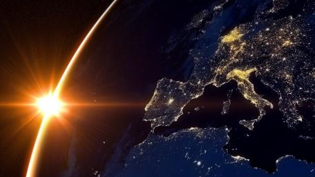 Breathtaking Earth Sunset Over Europe wallpaper