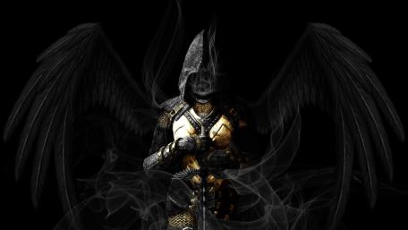 Brooding Guardian of the Shadow Realm wallpaper
