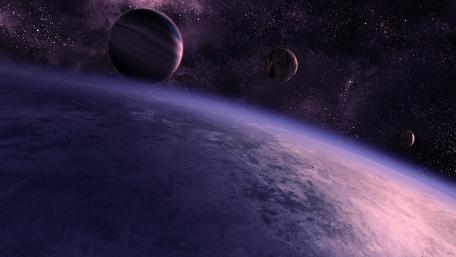 Mystical Purple Planetary Landscape wallpaper