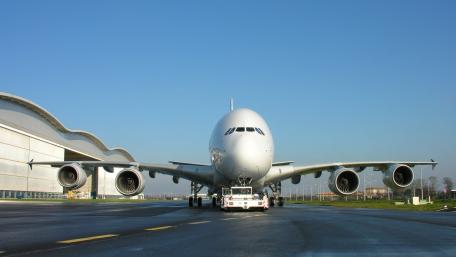 Majestic Airbus A380 at the Hangar Entrance wallpaper