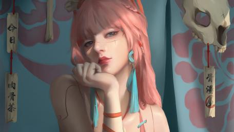 Cyberpunk Reverie in Pink and Blue wallpaper
