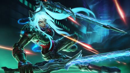 Neon Warrior in a Futuristic Realm wallpaper