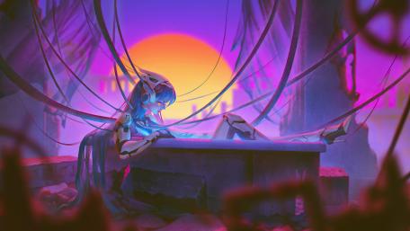 Bath in sci-fi world wallpaper