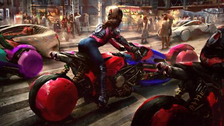 Moto Rebel in a Cyberpunk Metropolis wallpaper