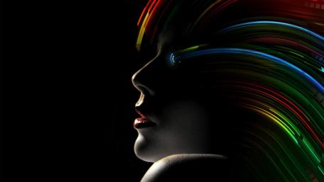 Vibrant Neon Fantasy Woman Wallpaper wallpaper