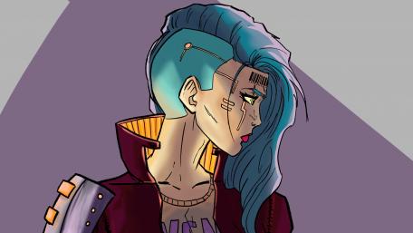 Cyberpunk sketch girl wallpaper