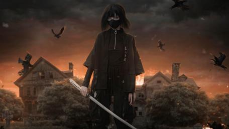 Samurai girl artwork wallpaper