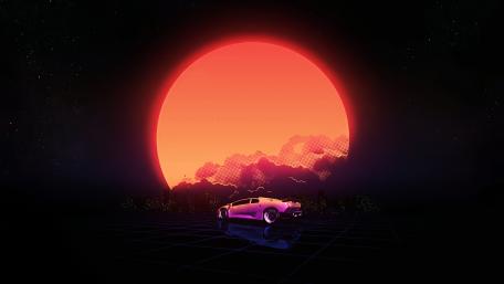 Retro Night Drive Under a Neon Sun wallpaper