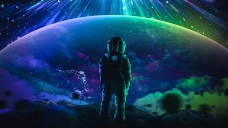Astronaut Contemplating Vast Alien Horizon wallpaper
