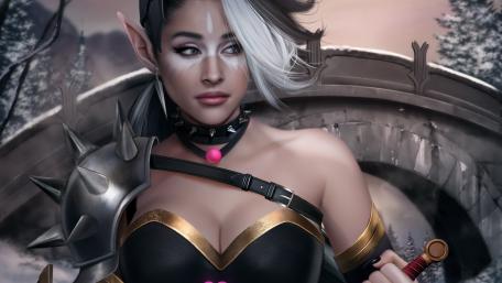 Elf Warrior Princess in Winter Wonderland wallpaper