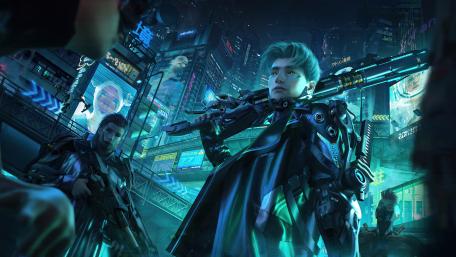 Cyberpunk sci-fi soldier wallpaper