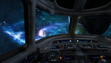 Spaceship Cockpit Aboard a Cosmic Voyage wallpaper