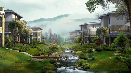 Enchanted Village Serenity wallpaper