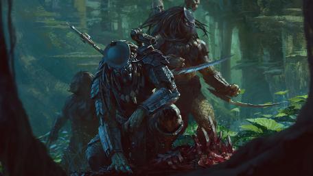 Celtic Predator in Mystical Forest Ambush wallpaper