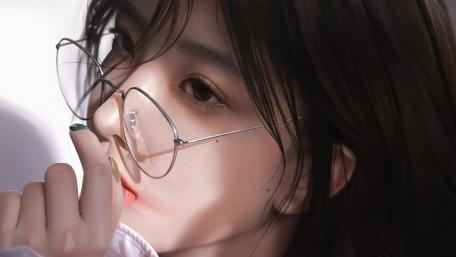Gentle Gaze Behind Translucent Frames wallpaper