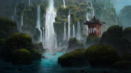 Mystical Sanctuary by the Falls wallpaper