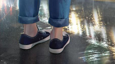 Rainy Reflections Anime Sneakers Scene wallpaper