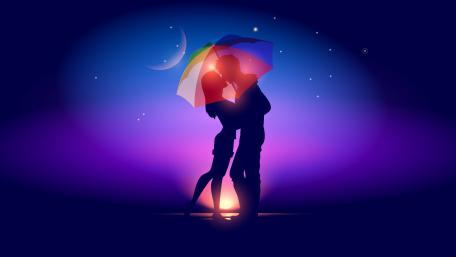 Whimsical Moonlit Kiss wallpaper