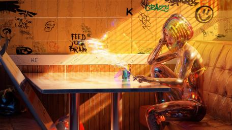 Golden Cyberpunk Reverie wallpaper