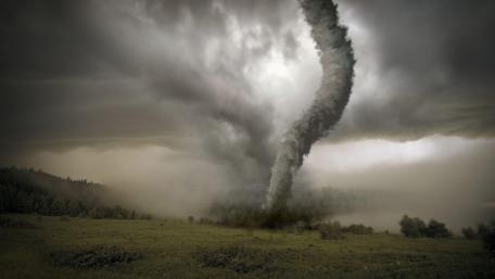 Mighty Tornado Sweeps Through Grassland wallpaper