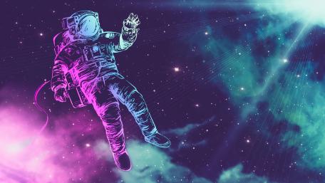Futuristic Astronaut in Cosmic Expanse wallpaper