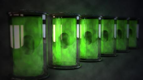 Futuristic Green Radioactive Containers Wallpaper wallpaper