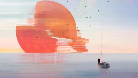 Abstract sunset from the lake wallpaper