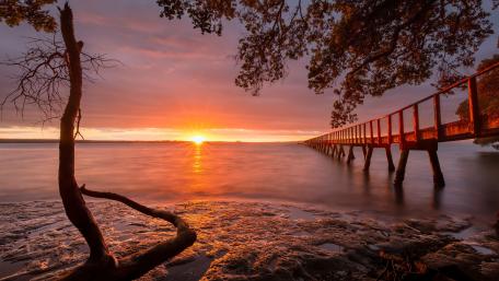 Sunset Serenity at the Pier wallpaper