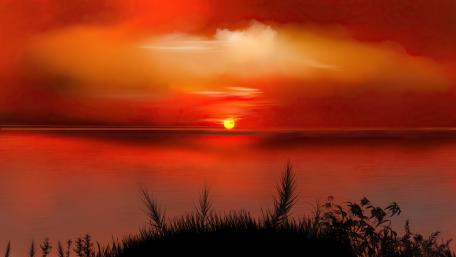 Digital sunset wallpaper