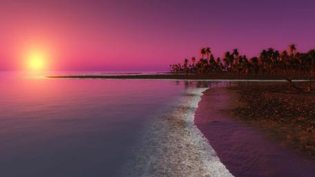 Purple Sunset over Tranquil Coastline wallpaper