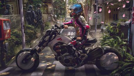 High-Tech Warrior in a Dystopian Future wallpaper
