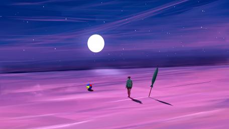 Moonlit Beach Solitude wallpaper