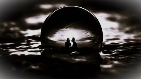 Ethereal Love Reflected in Glass Ball wallpaper