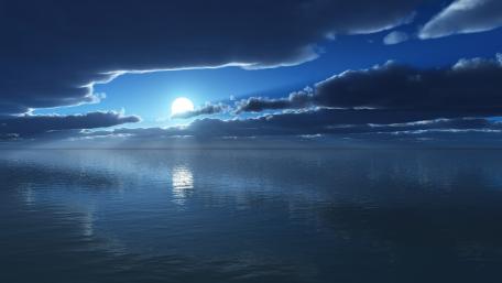 Mystical Moonlit Sea Horizon wallpaper