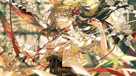 Elegant Anime Girl in Enchanted Garden wallpaper