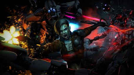 Cyberpunk Warrior in Action wallpaper