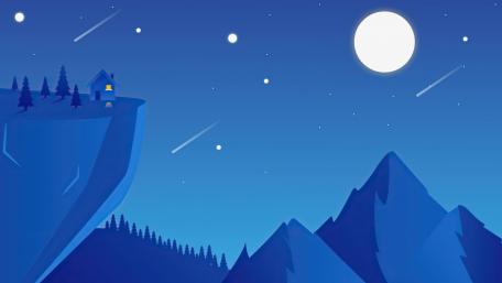 Moonlit Cliffside Cabin wallpaper
