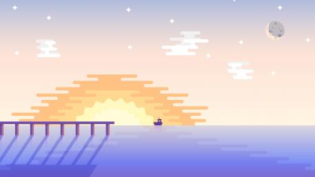 Serene Sunset Over a Minimalist Lake Scene wallpaper