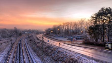 Winter Railway at Dawn wallpaper