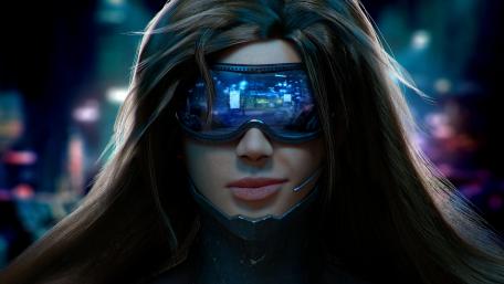 Futuristic Vision: Cyberpunk Girl in a Sci-Fi World wallpaper