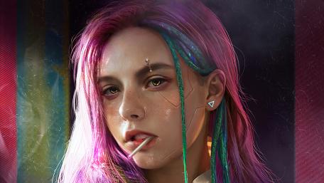 Futuristic Cyber Girl with Vivid Hues wallpaper