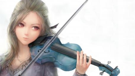 Ethereal Violinist in Motion wallpaper